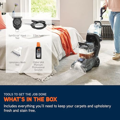 Vax SpinScrub Power Plus Carpet Cleaner Machine, Rug, Upholstery, Car, Stair Upright Shampooer Washer