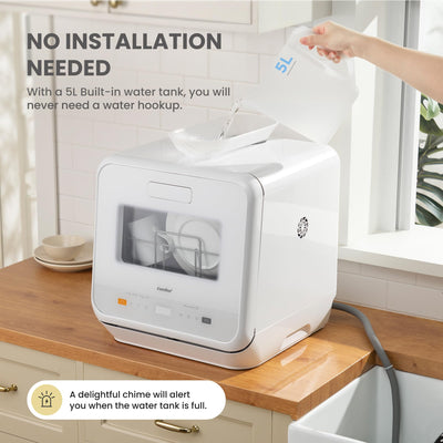 COMFEE' Table Top Dishwasher, Mini Countertop Dishwasher with 6+3 Programs, Steam Wash
