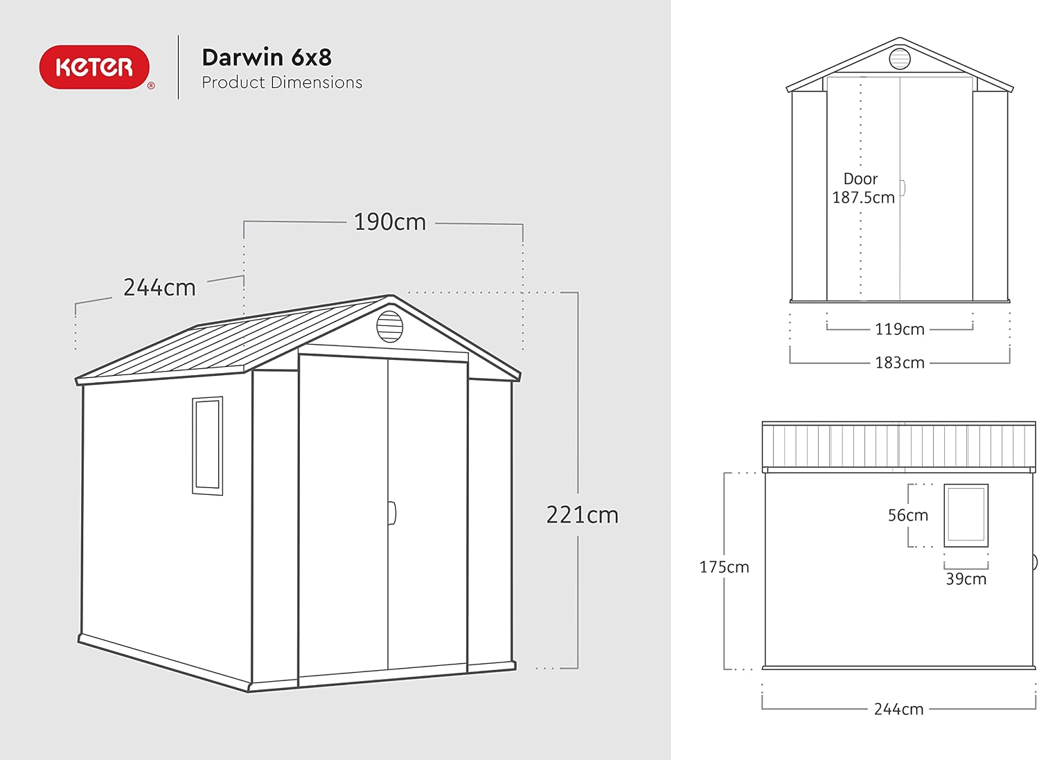 6 x 8 ft Outdoor Garden Storage Shed with Double Doors