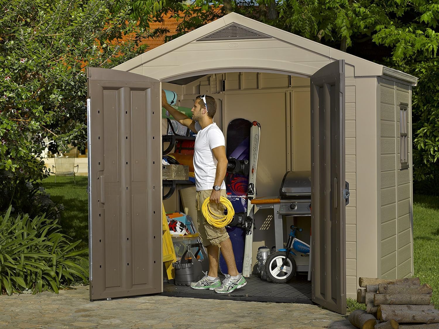 8 x 6 ft Outdoor Garden Storage Shed with Double Doors