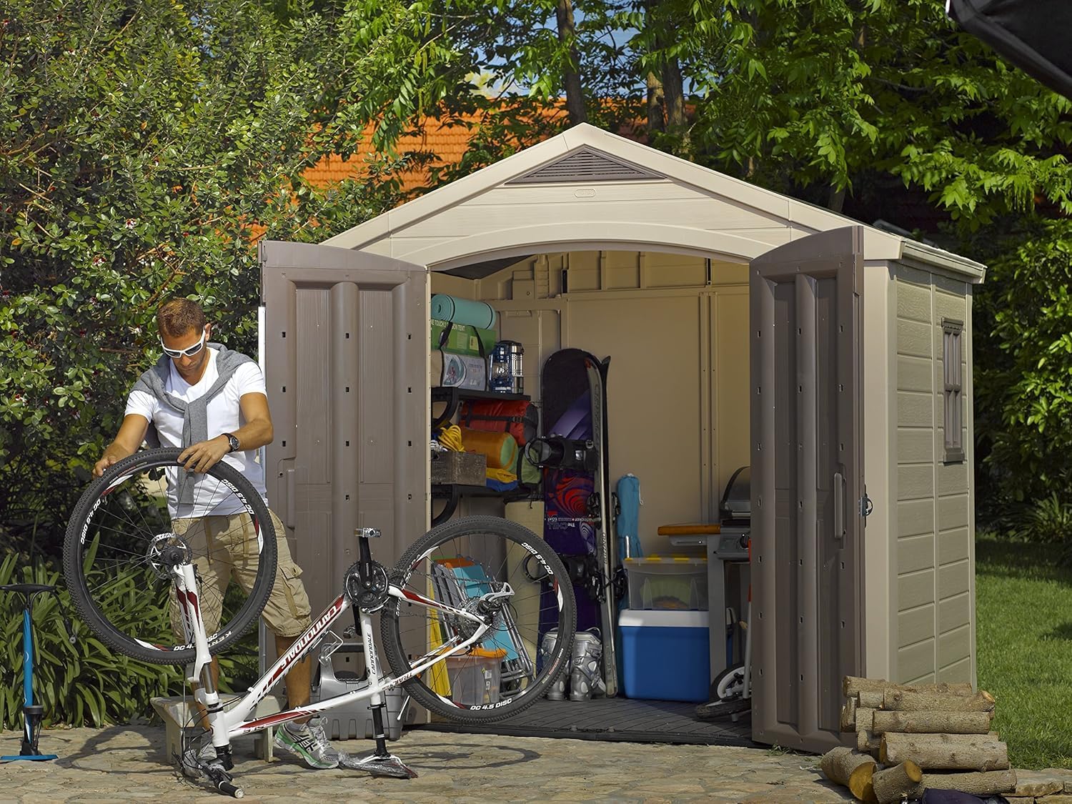 8 x 6 ft Outdoor Garden Storage Shed with Double Doors