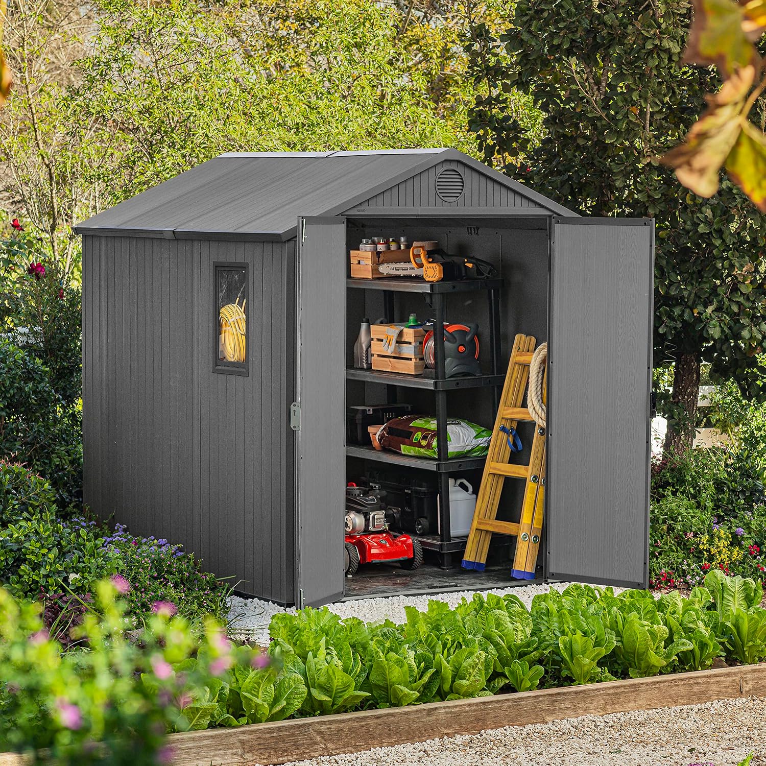 6 x 8 ft Outdoor Garden Storage Shed with Double Doors